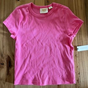Maeve by Anthropologie ribbed baby tshirt in bubble gum pink